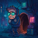 a it guy is getting cold outside his cave