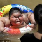fat chinese kid in lake