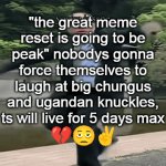 me forcing myself to laugh at nyan cat during great meme reset | "the great meme reset is going to be peak" nobodys gonna force themselves to laugh at big chungus and ugandan knuckles, ts will live for 5 days max | image tagged in gifs,sybau | made w/ Imgflip video-to-gif maker