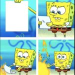 Spongebob burning paper