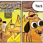 This Is Fine | summer is great!
also summer: | image tagged in memes,this is fine | made w/ Imgflip meme maker