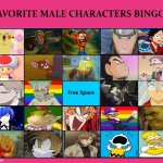 favorite male characters bingo 2 | 2 | image tagged in favorite male characters bingo,number 2,bingo,gotta be one of my favorite genders,media,comics/cartoons | made w/ Imgflip meme maker