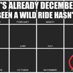 2025 Felt Short... | IT'S ALREADY DECEMBER. IT'S BEEN A WILD RIDE HASN'T IT? | image tagged in calendar | made w/ Imgflip meme maker