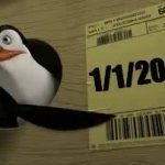 Penguin tapping meme reset sign GIF Template