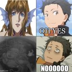 subaru demon mermaid meme | OH YES; NOOOOOO | image tagged in natsuki subaru yes no,the little mermaid,demons,anime,high-pitched demonic screeching | made w/ Imgflip meme maker