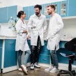 People talking in a lab