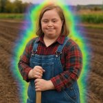 Down syndrome lady aura farming meme