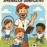 creame una imagen de un dicente de educacion fisica con alumnos