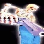 skeleton pointing gun