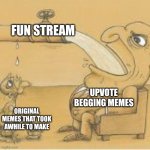 This has to stop. | FUN STREAM; UPVOTE BEGGING MEMES; ORIGINAL MEMES THAT TOOK AWHILE TO MAKE | image tagged in fat man drinking from pipe | made w/ Imgflip meme maker