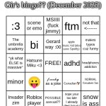 gir bingo December 2025 meme