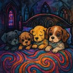 puppys laying in bed meme