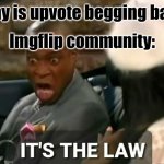 But that's true, isn't it | "Why is upvote begging bad?"; Imgflip community: | image tagged in it's the law,upvote begging,why are you reading this | made w/ Imgflip meme maker