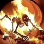 Skeleton in fire
