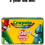 they’re non toxic, so you can actually eat them | “you are what you eat”
5 year old me: | image tagged in crayon box,idk what to put here,i hate knitters | made w/ Imgflip meme maker