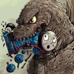 Godzilla eating Thomas