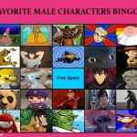 favorite male characters bingo 3 | 3 | image tagged in favorite male characters bingo,bingos,anime,movies,videogames,comics/cartoons | made w/ Imgflip meme maker