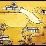 Why do they always appear all the time!? | WHEN I SEARCH SOME MEMES ON GOOGLE; PROGRAMMER HUMOR. IO; ACTUAL MEMES OTHER THAN PROGRAMMER HUMOR | image tagged in fat guy drinking water | made w/ Imgflip meme maker