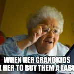 Labubu | WHEN HER GRANDKIDS ASK HER TO BUY THEM A LABUBU | image tagged in memes,grandma finds the internet | made w/ Imgflip meme maker