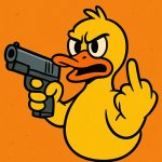 Duck holding a gun giving the middle finger template