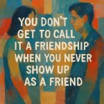 Two friends that are distant with the quote “ You don’t get to c