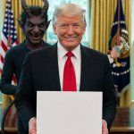 Donald Trump Lucifer Devil Oval Office White House blank sign meme