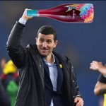 Javi Gracia With a bottle of Sangria