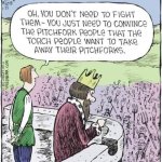 King vs Torches and Pitchforks with Text