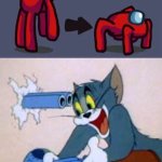 cursed | image tagged in tom the cat shooting himself,cursed images,memes,amogus,among us,impostor | made w/ Imgflip meme maker