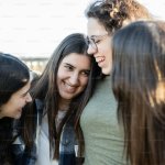 Happy person with their friends