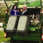 Ilhan Omar and Tim (tampon) Walz in garbage truck meme