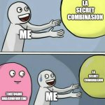 getting la secret combinasion is sooooo hard thanks to torgutini dragonfrutini!!! >:( | LA SECRET COMBINASION; ME; LA SECRET COMBINASION; TORTUGINI DRAGONFRUITINI; ME | image tagged in memes,running away balloon,steal a brainrot | made w/ Imgflip meme maker
