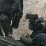 John Connor shooting a Terminator