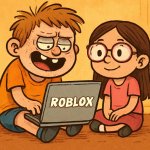 dumb child ugly playing roblox with little girl with glasses