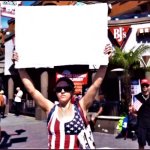 Patriot girl holds sign meme