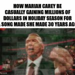 10 days till Christmas, and this song is back once again | HOW MARIAH CAREY BE CASUALLY GAINING MILLIONS OF DOLLARS IN HOLIDAY SEASON FOR A SONG MADE SHE MADE 30 YEARS AGO | image tagged in gifs,funny memes,christmas,mariah carey all i want for christmas is you,yay,its time | made w/ Imgflip video-to-gif maker