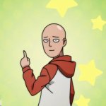 Saitama pointing up