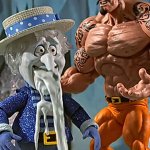 Snow miser vs Eros Luxor AI image meme