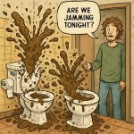 Toilets exploding, poop everywhere, someone asking “are we jammi