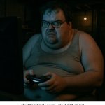 Fat guy on computer