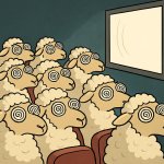 sheep hypnotized by screen