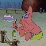patrick blows a bubble