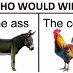 Ass vs. Cock | The ass; The cock | image tagged in memes,who would win,ass,cock | made w/ Imgflip meme maker