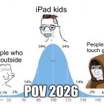 Bell Curve | iPad kids; People who touch grass; People who got outside; POV 2026 | image tagged in bell curve | made w/ Imgflip meme maker