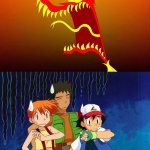 Ash and friends scared of Matthew turned into a dragon | image tagged in ash and friends scared of what scary scene,pokemon,deviantart,scary | made w/ Imgflip meme maker
