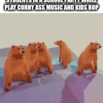 At least play a Good song | HOW PE TEACHERS EXPECT STUDENTS IN A SCHOOL PARTY WHILE PLAY CORNY ASS MUSIC AND KIDS BOP | image tagged in gifs,school,corny,memes,funny,relateable | made w/ Imgflip video-to-gif maker