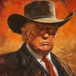 Donald Trump cowboy hat painting MAGA