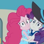 Pinkie Pie in her swimsuit and Rarity in her bikini