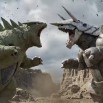 Tyranitar and Aggron arguing