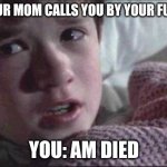 Yep, you're died by that time | POV: YOUR MOM CALLS YOU BY YOUR FULL NAME; YOU: AM DIED | image tagged in memes,i see dead people | made w/ Imgflip meme maker